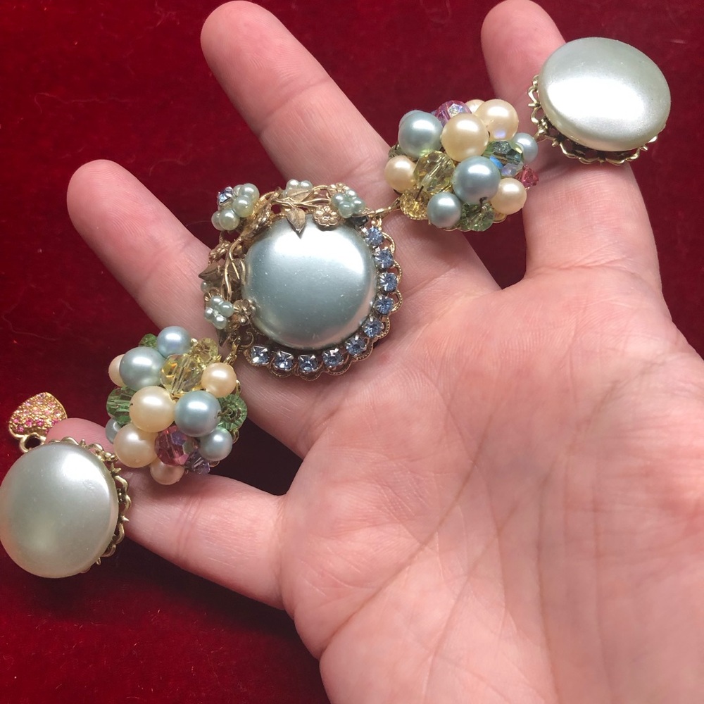 “Easter Basket” 🪺 Hand crafted bracelet from repurposed vintage earrings